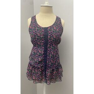 Coquette Corset Inspired Floral Top‎ Razor Back Feminine Flowy By Decree Size M